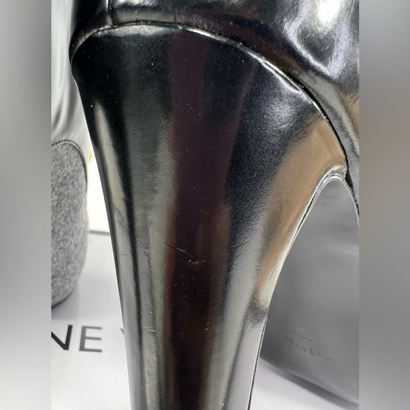 NEW w/Flaws Nine West Leather Black Gray Brianny Bootie Boot Heel Shoe 11 - Picture 11 of 11